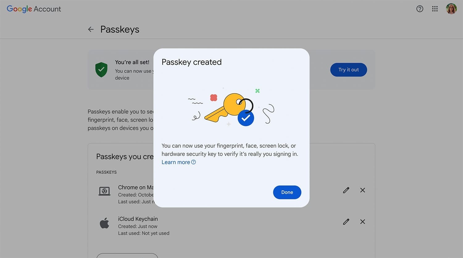 Enable 2FA/Passkeys in Google Account
