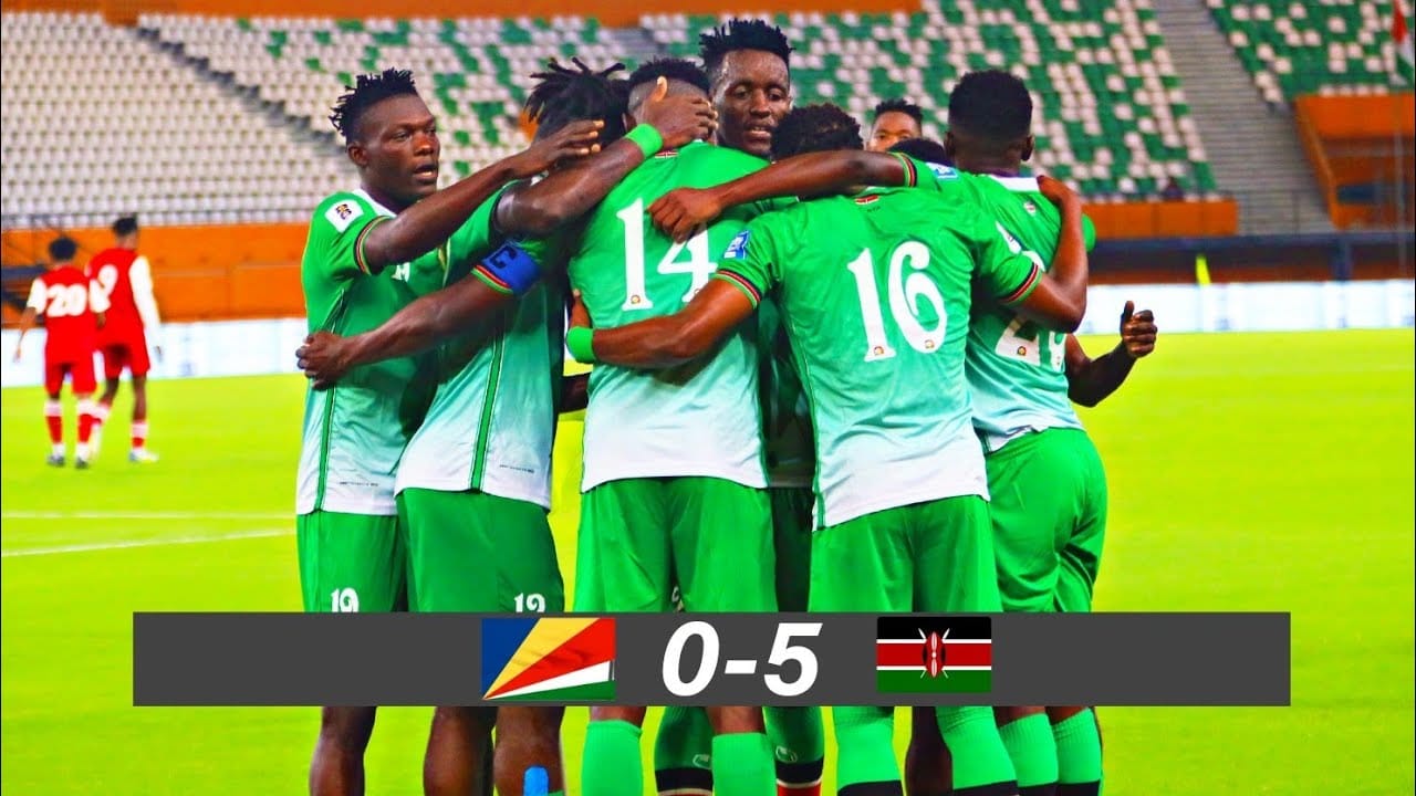 Timu ya taifa ya Kenya ikishangilia mabao