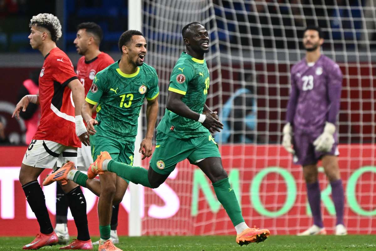 Senegal national team celebrating qualification for the AFCON final