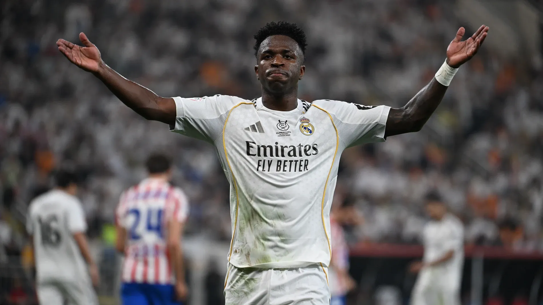 Vinícius Jr wa Real Madrid wakati wa mechi ya Supercopa ya Uhispania dhidi ya Barcelona