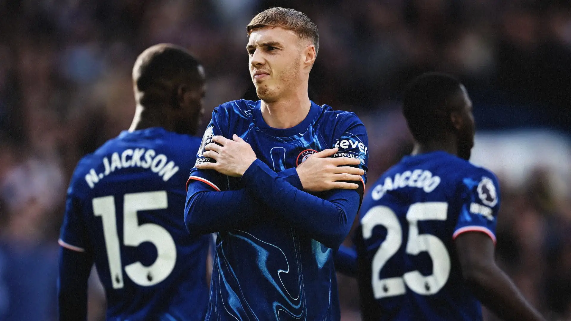 Cole Palmer akisherehekea gol Chelsea Premier League 2026 Everton Goodison Park SuperSport Tanzania ice celebration