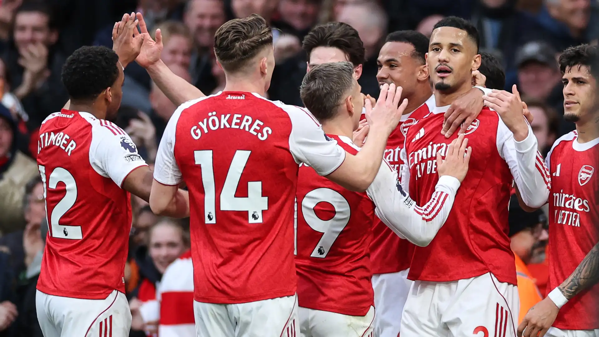 Wachezaji wa Arsenal wakisherehekea bao dhidi ya Atletico Madrid