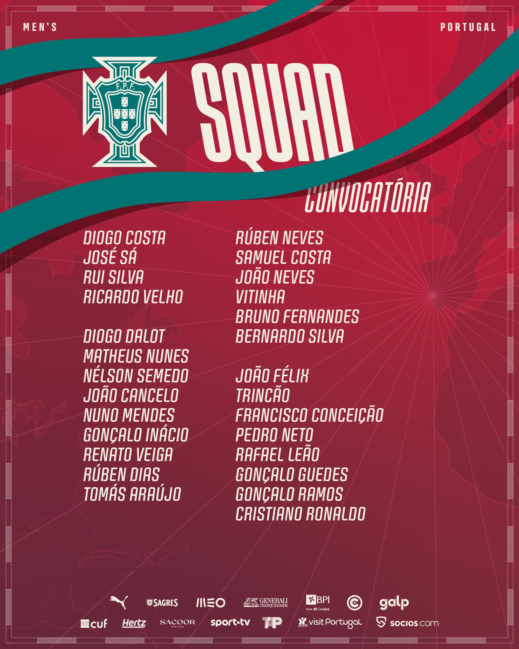 Portugal’s official 2026 World Cup squad list