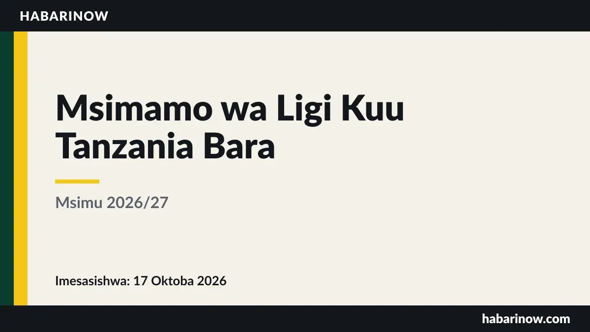 Msimamo wa Ligi Kuu Tanzania Bara msimu wa 2026/27