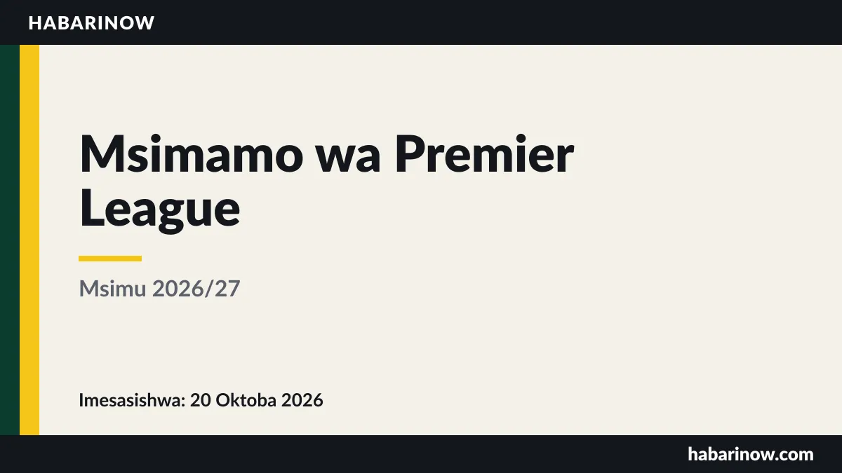 Msimamo wa Premier League msimu wa 2026/27