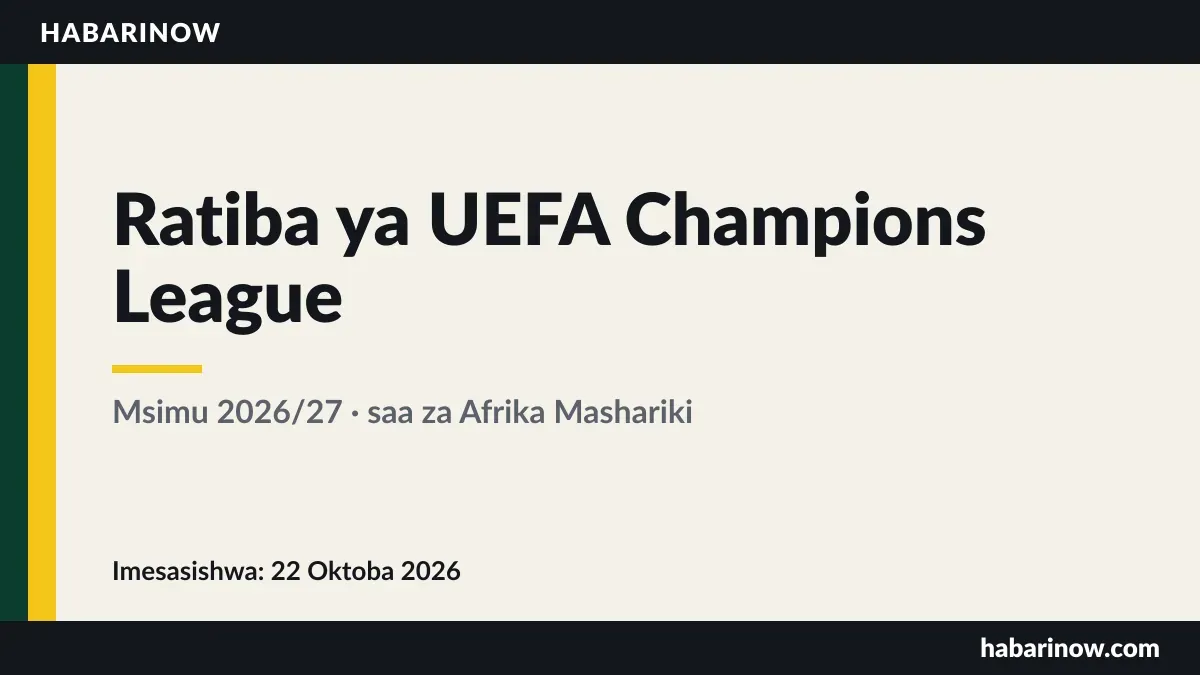 Ratiba ya UEFA Champions League msimu wa 2026/27
