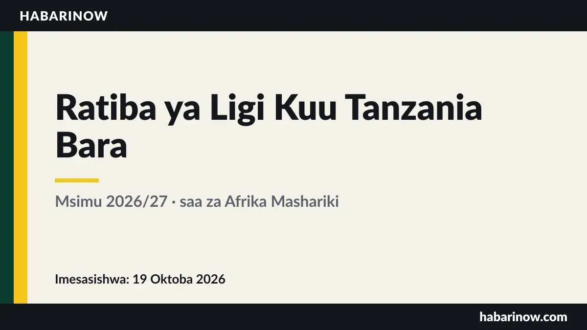 Ratiba ya Ligi Kuu Tanzania Bara msimu wa 2026/27