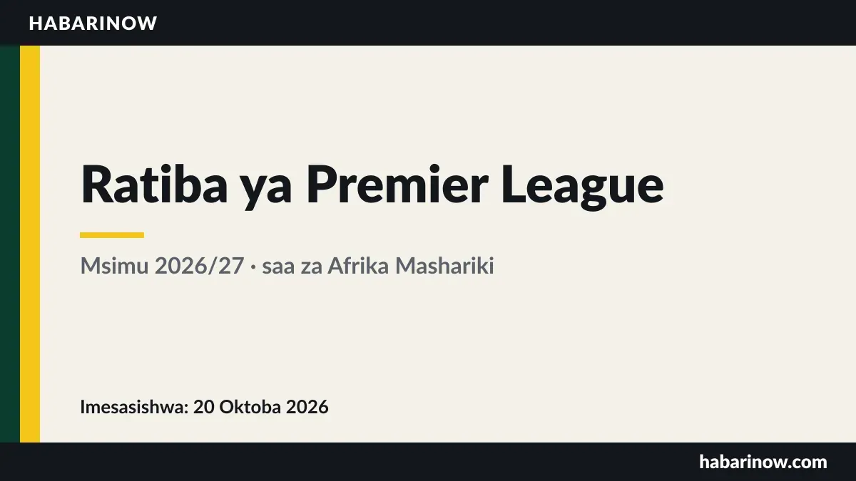 Ratiba ya Premier League msimu wa 2026/27