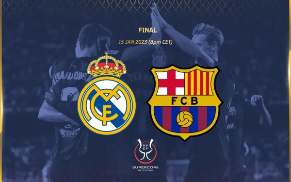 Nembo za Real Madrid na FC Barcelona kabla ya fainali ya Supercopa ya Uhispania 2026